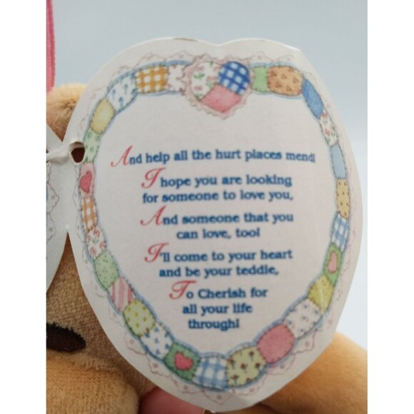 Ava Teddy Bear Cherished Teddies Sitting Plush Pink Ribbon Enesco 8 Inch 597317 - Picture 8 of 14